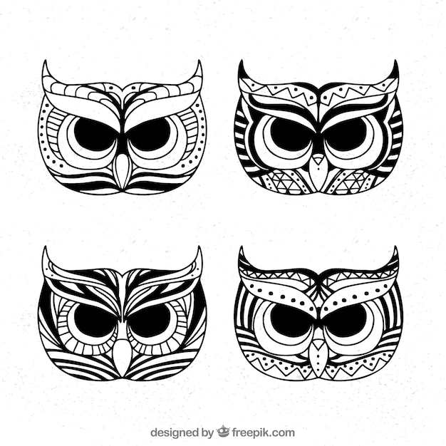 Free vector owl head collection