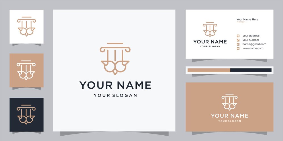  Owl and law logo design with business card Premium Vector