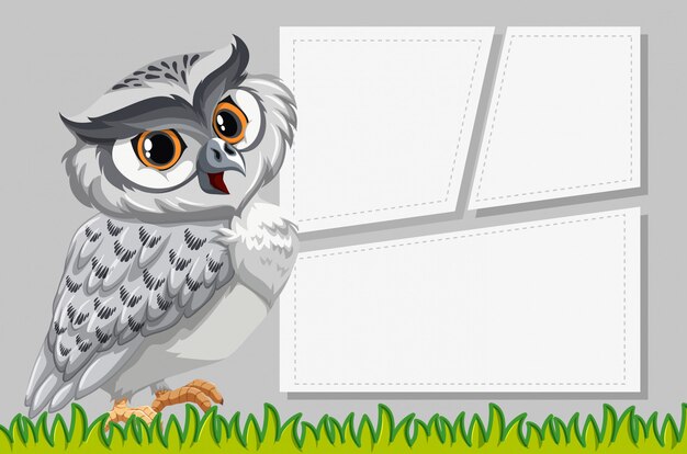 Owl on note template