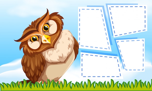 Owl on note template