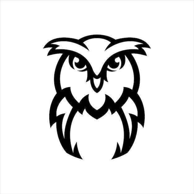 フクロウのシンプルなマスコットのロゴデザイン