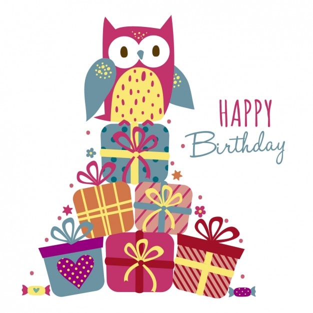 Free vector owl with gifts