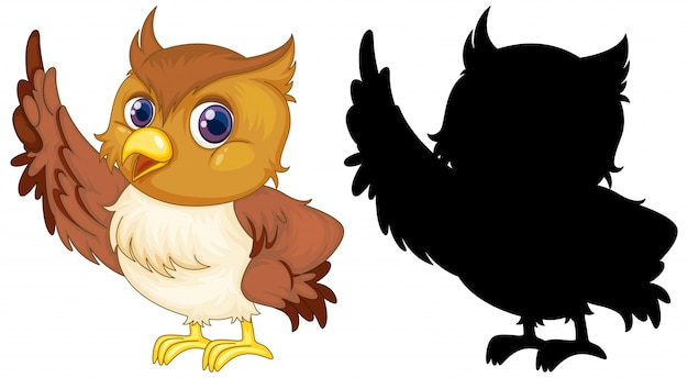 Free vector owl with its silhouette