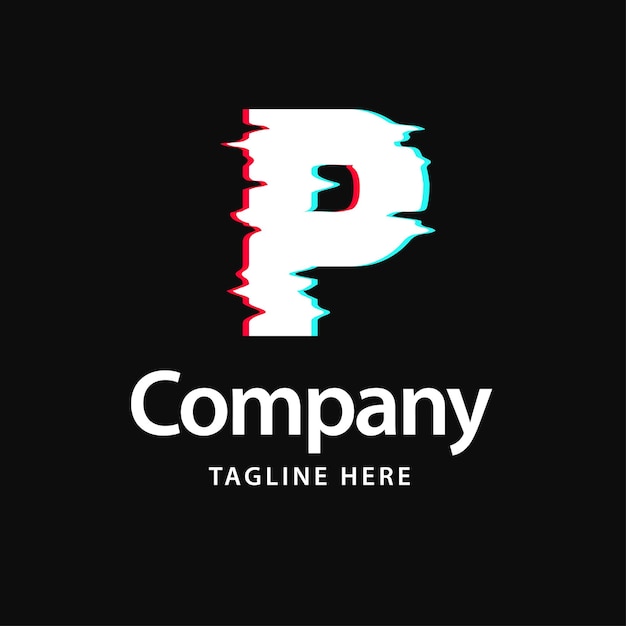 Бесплатное векторное изображение p glitch logo business дизайн фирменного стиля векторная иллюстрация