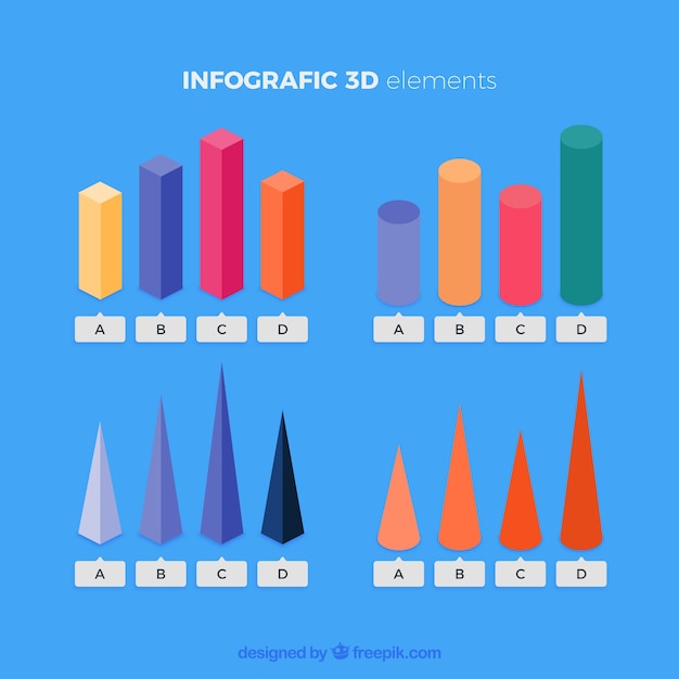 Free vector pack of 3d infographic elements