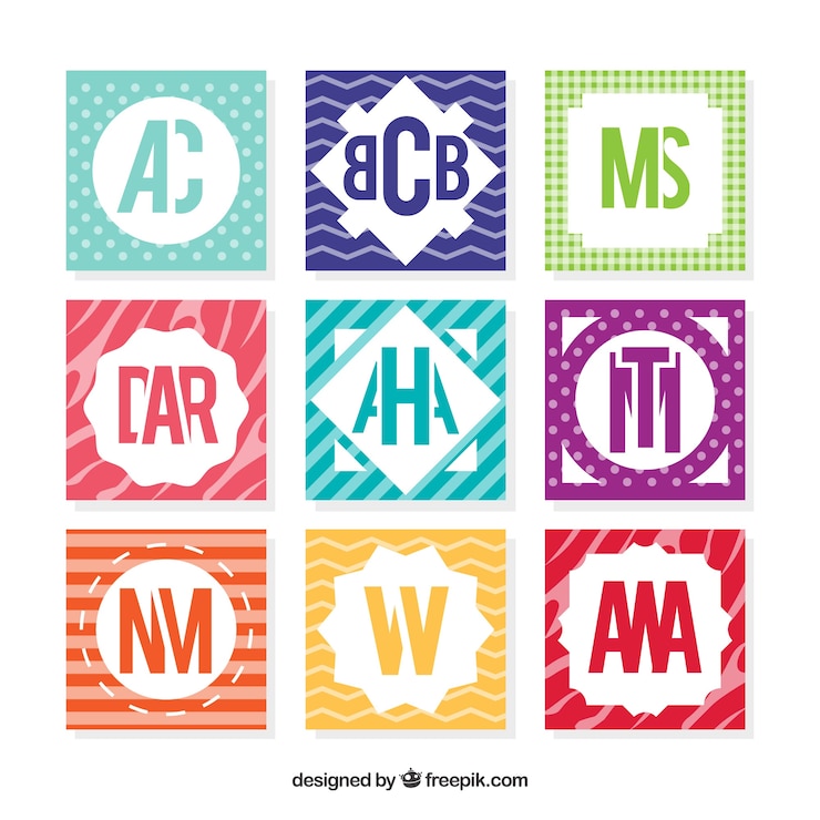 Free Vector pack of abstract colored monograms