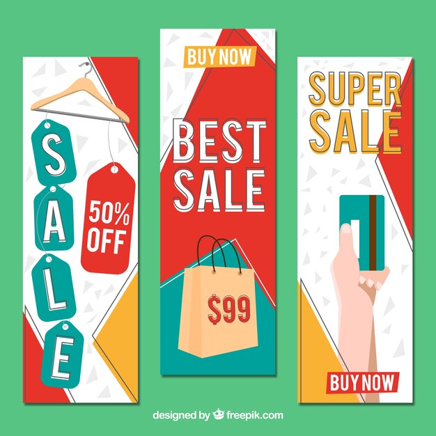 Pack of abstract discount banners