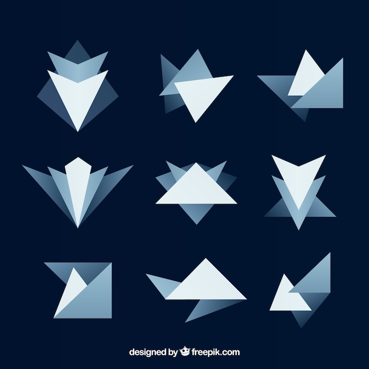 Free Vector pack of abstract figures in blue tones
