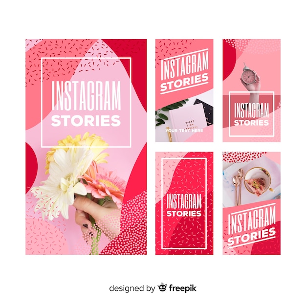 Pack of abstract instagram stories template