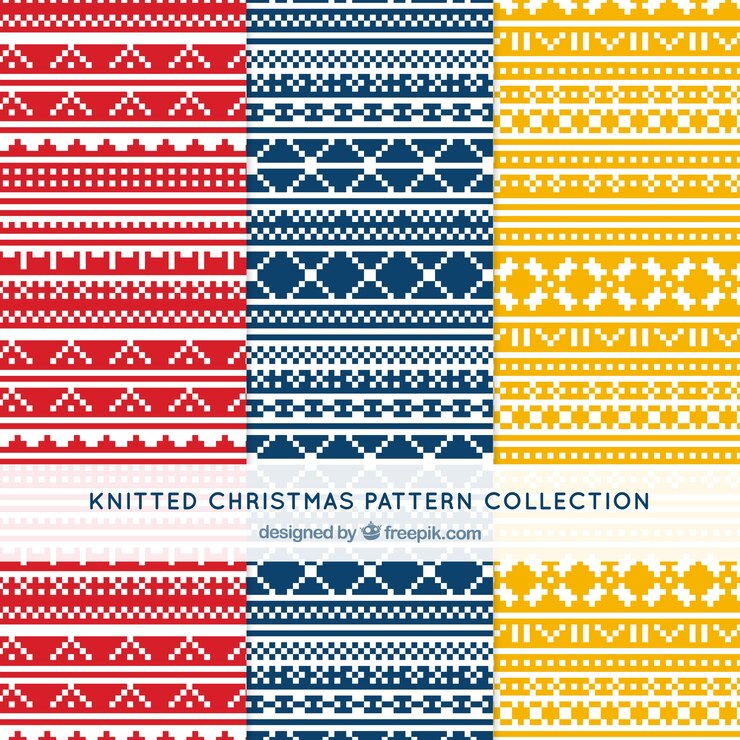 Free Vector pack of abstract knitted christmas patterns