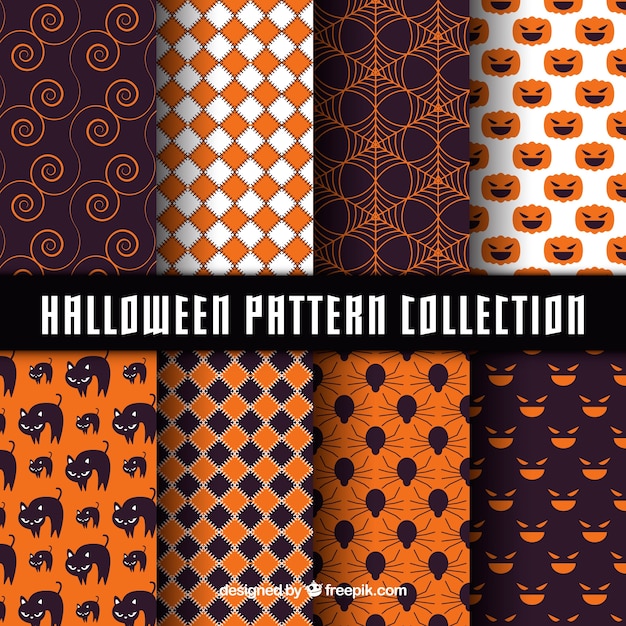 Free vector pack of abstract patterns with halloween elements