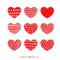 Free vector pack of abstract red hearts