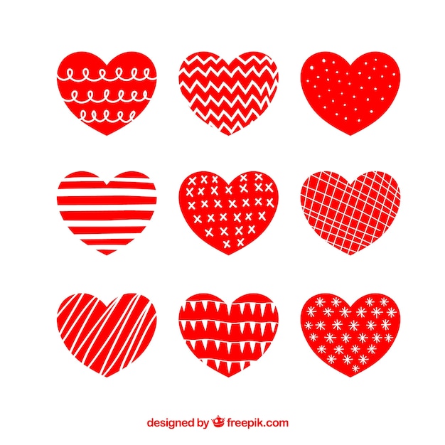 Pack of abstract red hearts