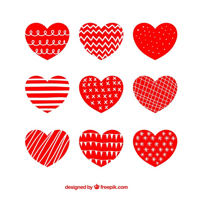 Pack of abstract red hearts