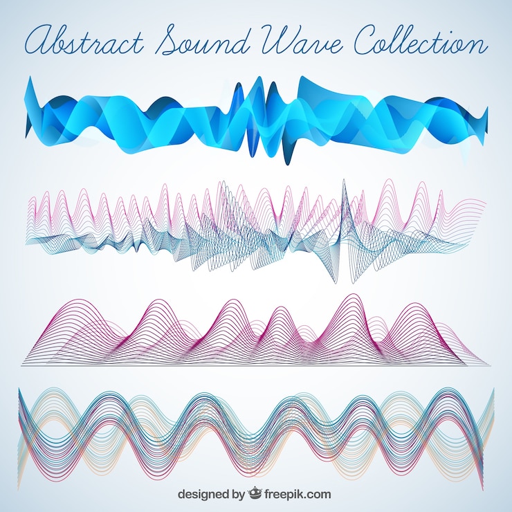 Free Vector pack of abstract sound waves