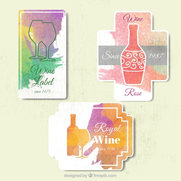 Free vector pack of abstract wine labels