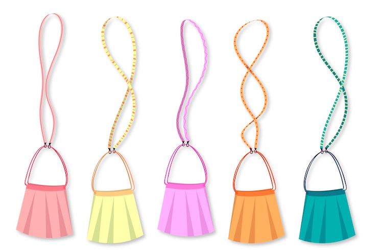 Free Vector pack of adjustable face mask lanyards