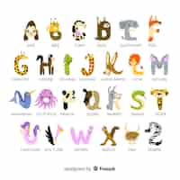 Free vector pack of adorable letters made out of cute animals