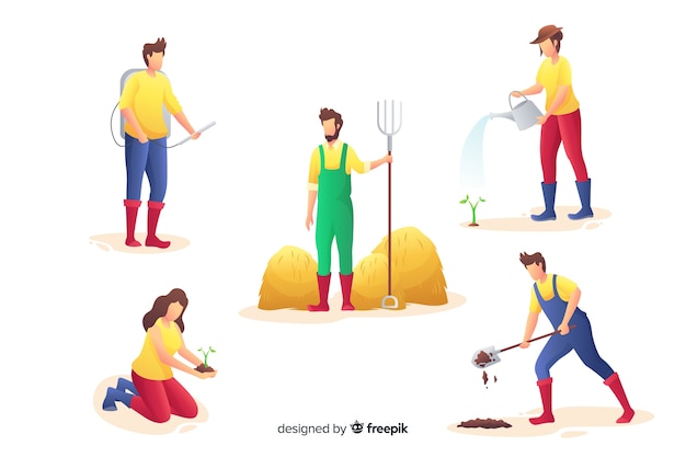 Free vector pack of agricultural worker flat design