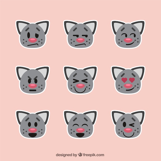 Free vector pack of amusing cat emoticons