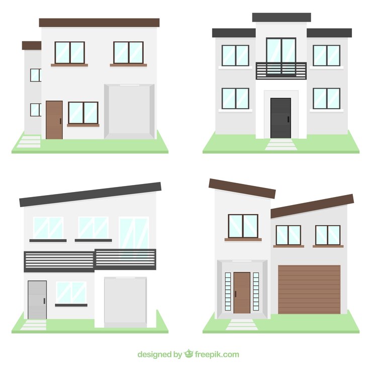 무료 Vector 평면 디자인의 아파트 팩