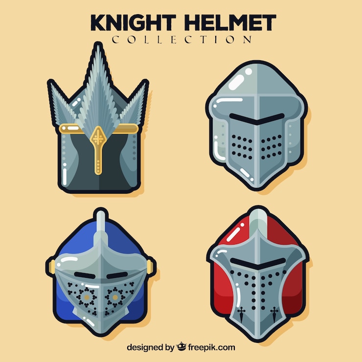 Free Vector pack of armor helmet stickers