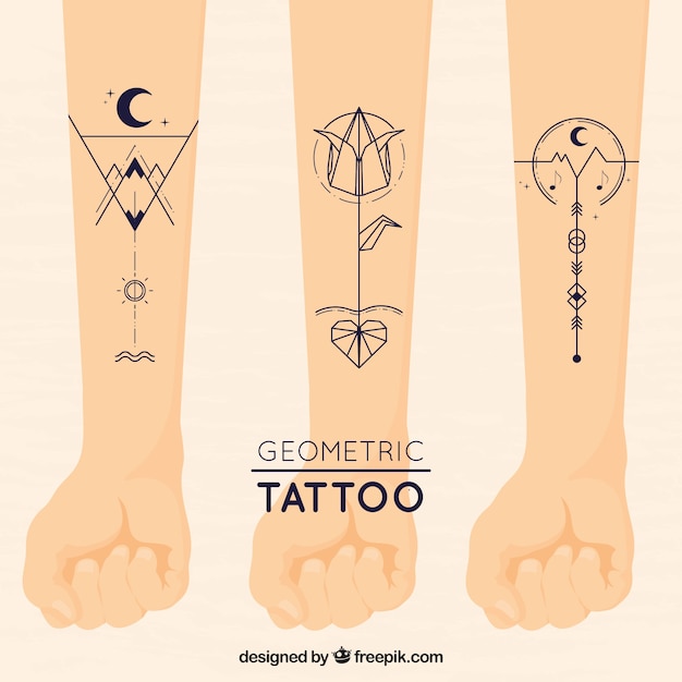 Free vector pack arms with geometric tattoos