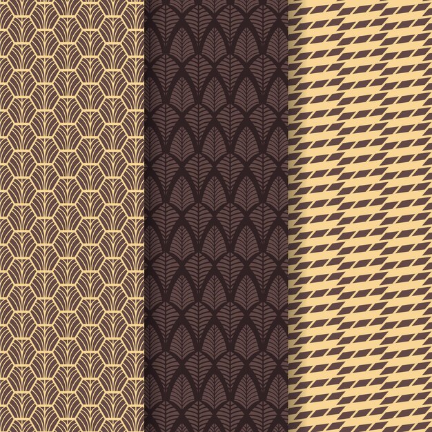 Pack of art deco seamless pattern
