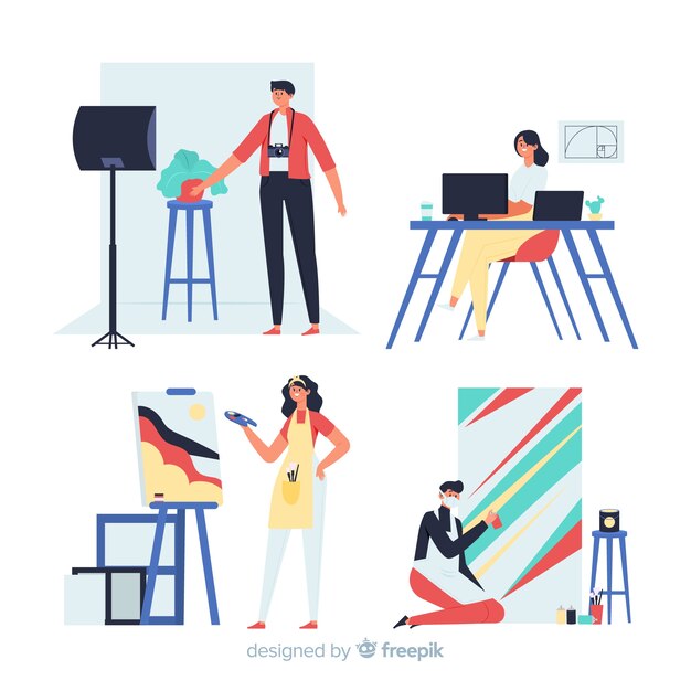 Free vector pack of artists at work