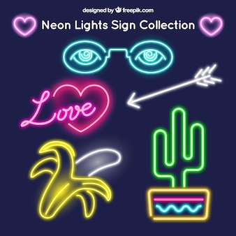 Pack of assorted neon signs