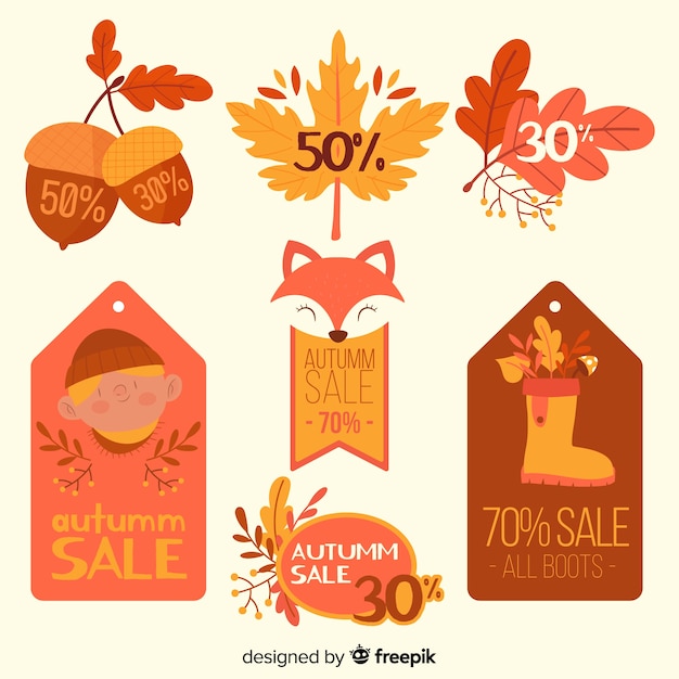 Pack of autumn sales labels