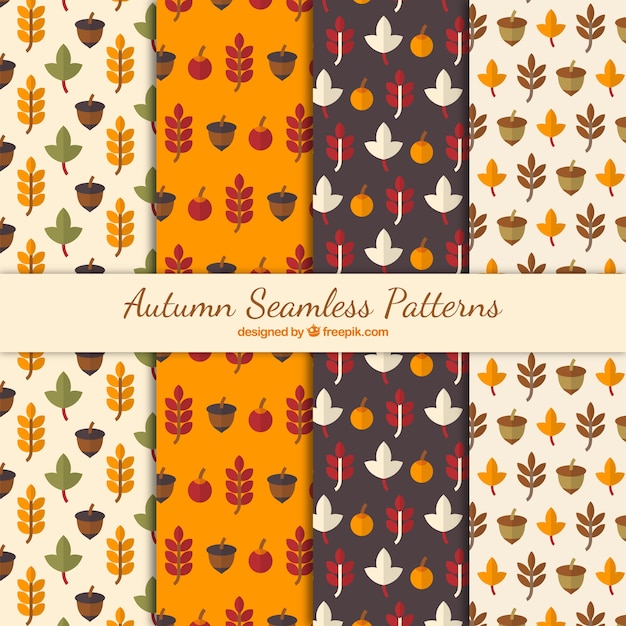 Pack of autumnal patterns in flat style