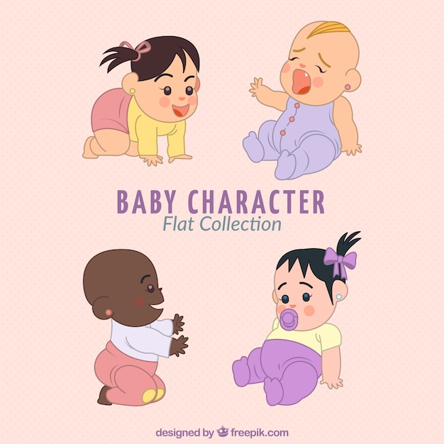 Free vector pack of babies in flat design