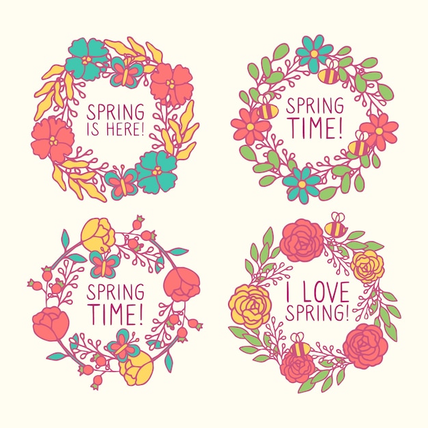 Free vector pack of badges with spring thematic