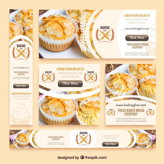 Free vector pack of bakery banners