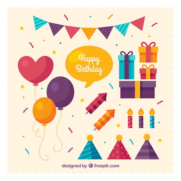 Free vector pack balloons and birthday decoration