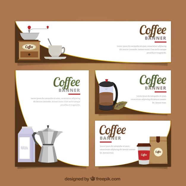 Pack of banners of cafe elements