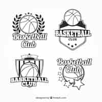 Free vector pack of basketball badges in retro style