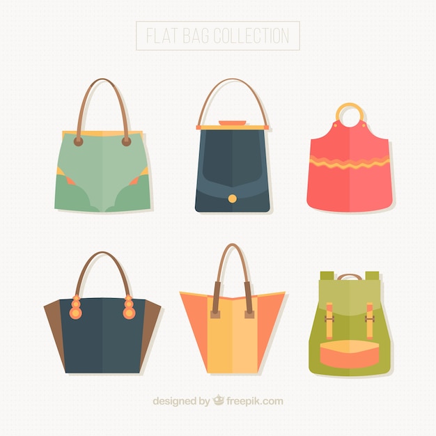 Pack of beautiful bags in flat style