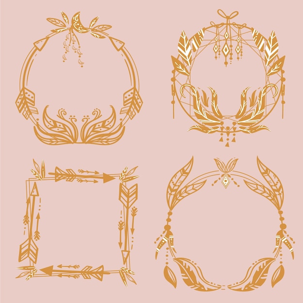 Free vector pack of beautiful boho frame