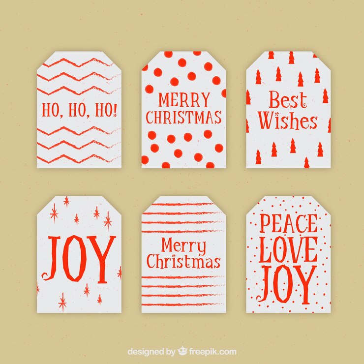 Free Vector pack of beautiful christmas gift tags