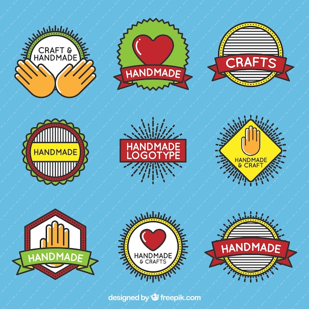 Free vector pack of beautiful craft logos in vintage style