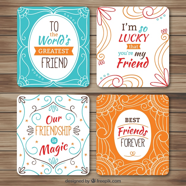 Free vector pack of beautiful decorative friendship cards