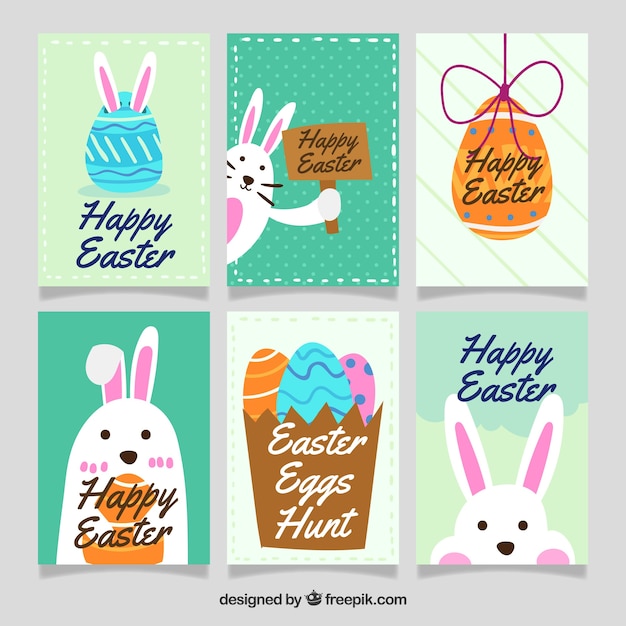 Free vector pack of beautiful easter cards