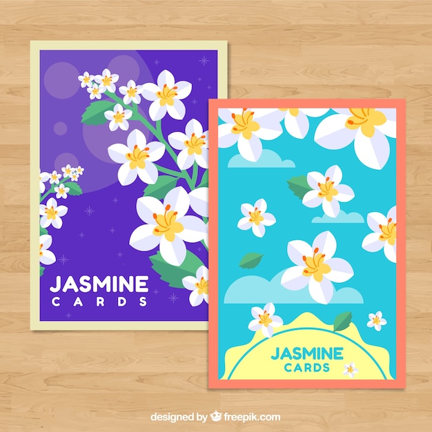 Free vector pack of beautiful jasmine cards