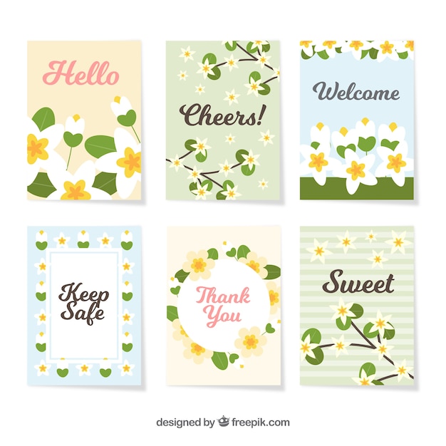 Free vector pack of beautiful jasmine cards