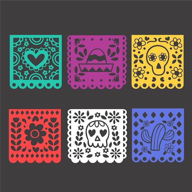 Free vector pack of beautiful mexican bunting
