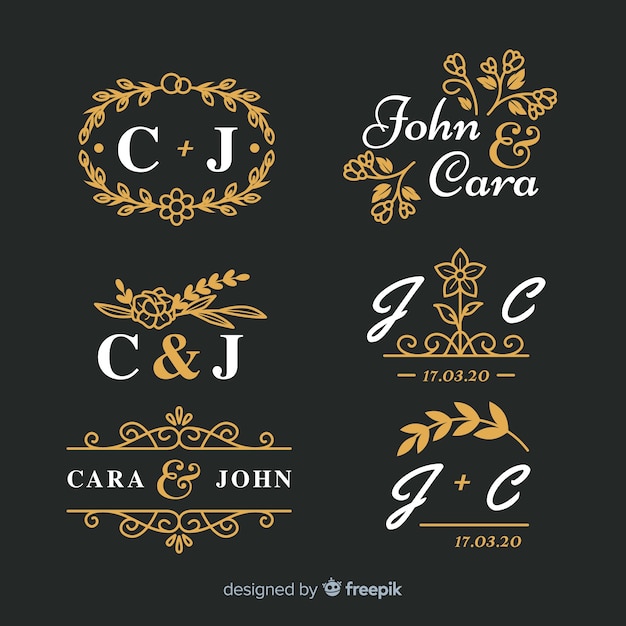 Pack of beautiful ornamental wedding monogram 
