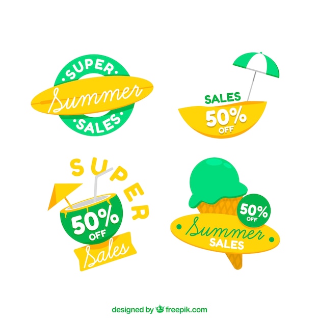 Pack of beautiful summer sale stickers