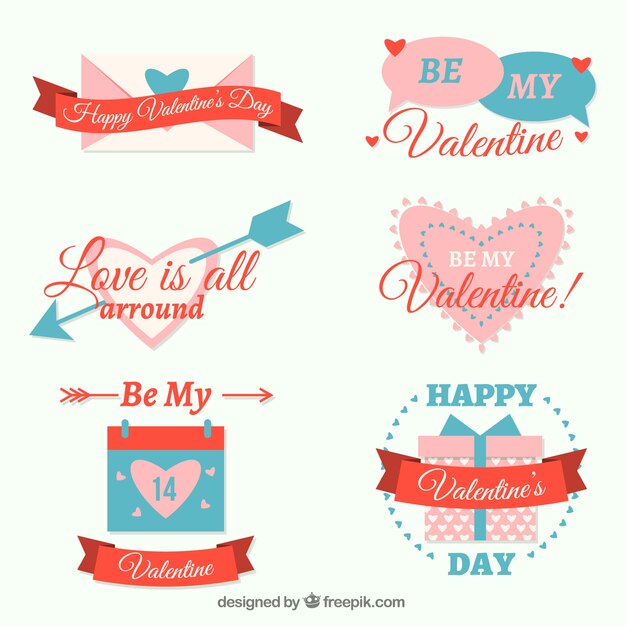 Pack of beautiful valentine stickers with messages